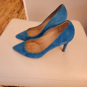J Crew blue suede heels.